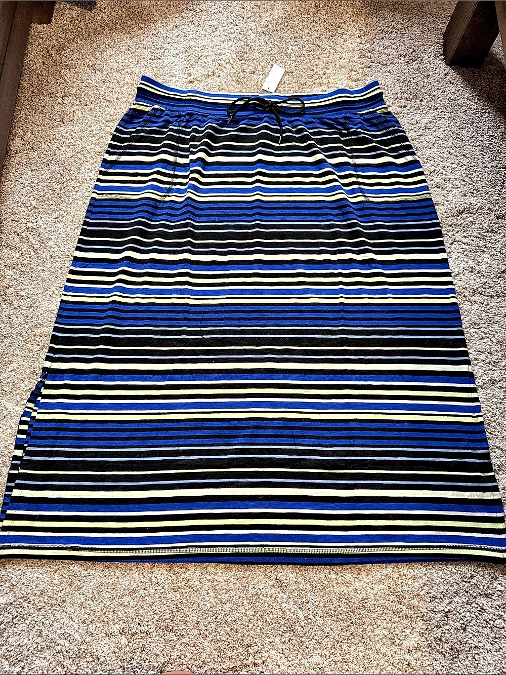 Talbots Striped Midi Skirt in Blue & Black Size 2X NWT